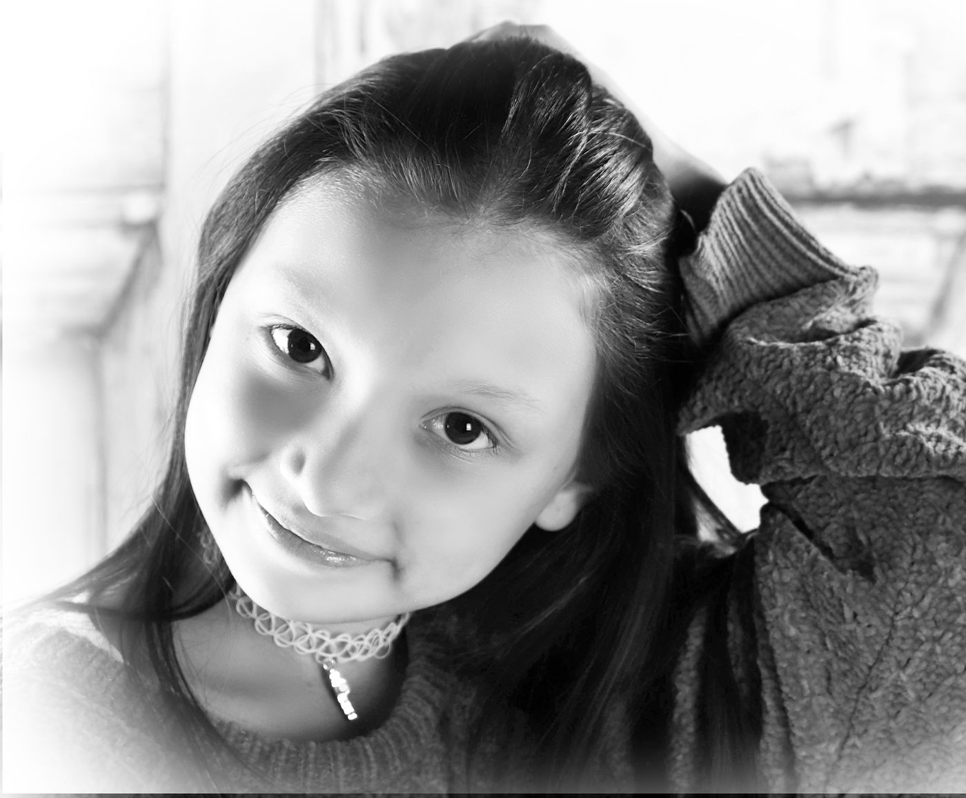 Retrato en blanco y negro de una niña, Erica Cruz